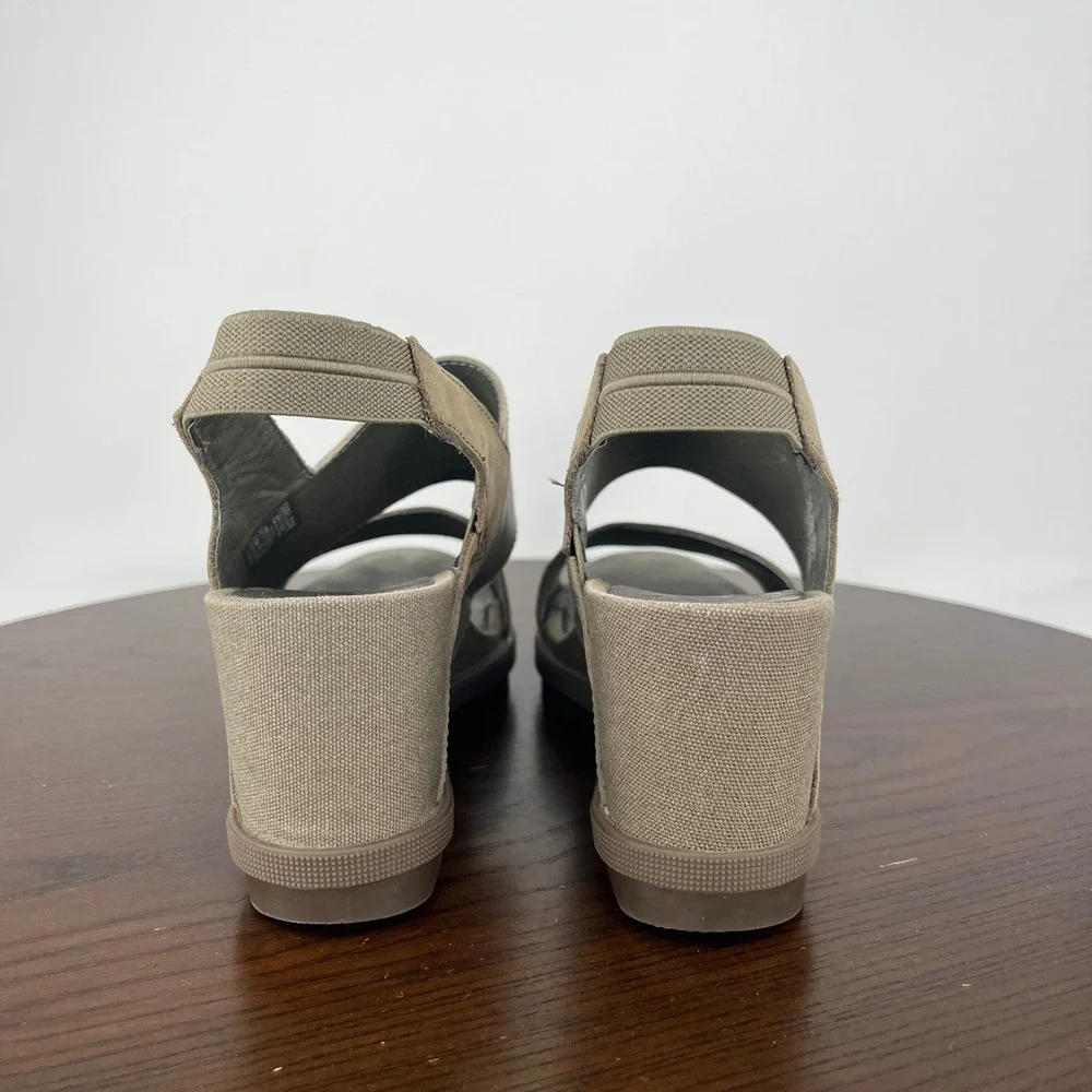 Sorel Joanie II Sandals Women 9 Beige Leather Platform Lug Slingback NL3556-365‎